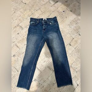 Zara TRF high rise, button fly jeans